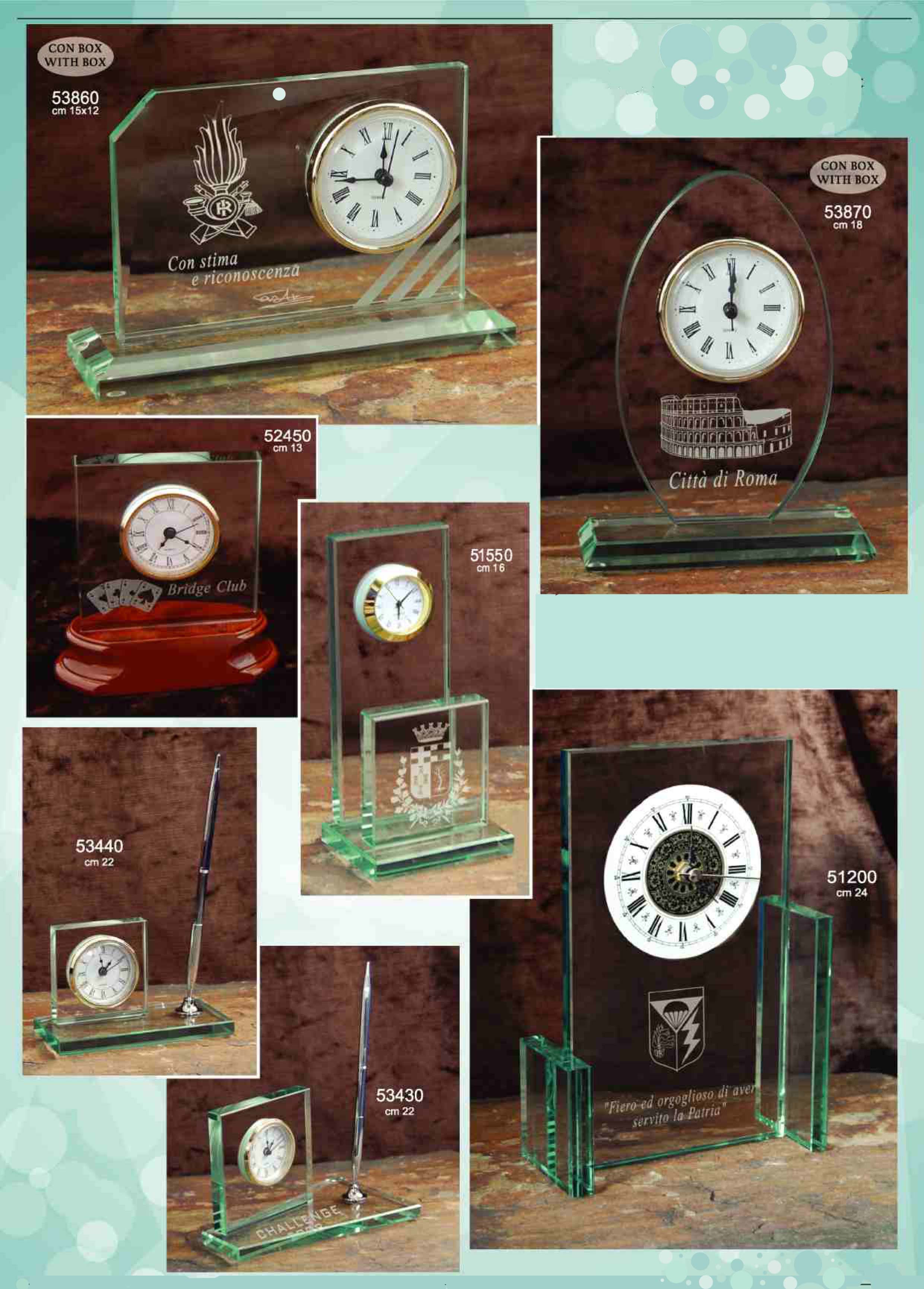 Glastischuhren im Geschenkkarton